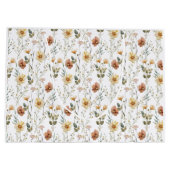 Boho Watercolor Wildflower Große Geschenktüte (Rückseite)