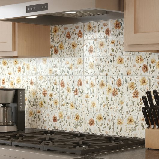 Boho-Watercolor-Wildflower-Keramik Fliese