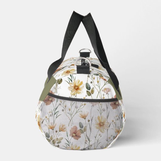 Boho Watercolor Wildflower Monogram Duffle Bag (Rechts)