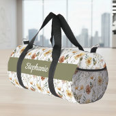 Boho Watercolor Wildflower Monogram Duffle Bag