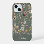 Boho Watercolor Wildflowers iPhone 15 Hülle (Rückseite)