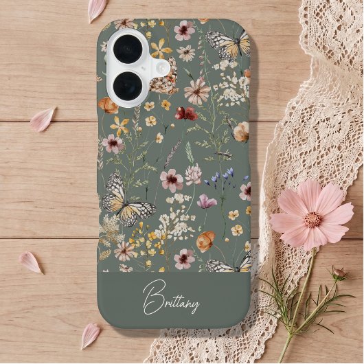 Boho Watercolor Wildflowers iPhone 16 Hülle