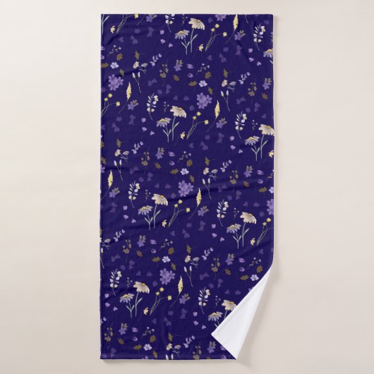 Boho Watercolor Wildflowers Navy  Badehandtuch (Badehandtuch)