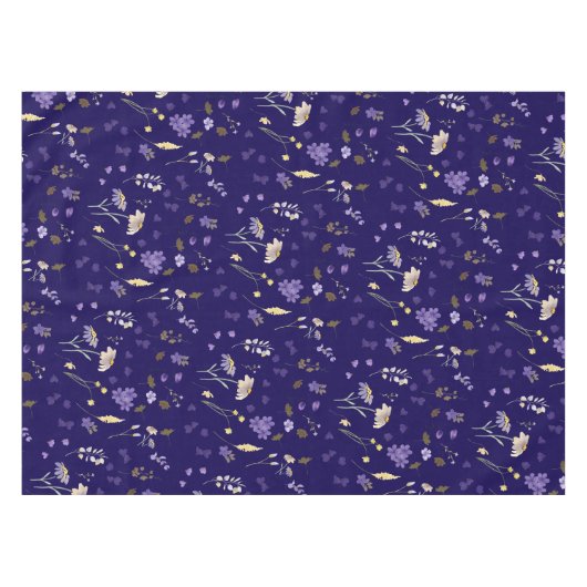 Boho Watercolor Wildflowers Navy  Tischdecke (Vorderseite (Horizontal))