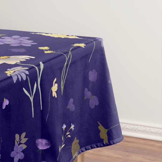 Boho Watercolor Wildflowers Navy Tischdecke (Beispiel)