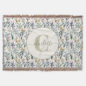 Boho Watercolor Wildflowers Pattern Monogram Name  Decke (Vorderseite)