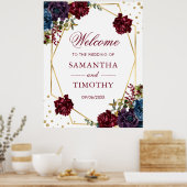 Boho Watercolor Winter Blume Goldrahmen Hochzeit Poster (Küche)