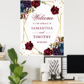 Boho Watercolor Winter Blume Goldrahmen Hochzeit Poster (Heimbüro)