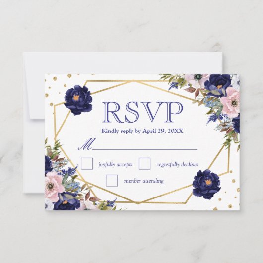 Boho Watercolor Winter Blume Hochzeit RSVP Card (Vorderseite)