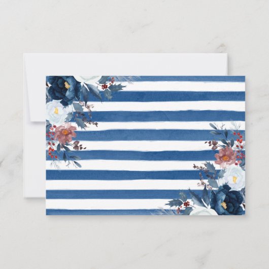 Boho Watercolor Winter Blume Hochzeit RSVP Card (Rückseite)