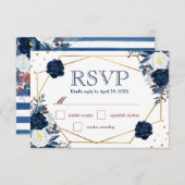 Boho Watercolor Winter Blume Hochzeit RSVP Card (Vorne/Hinten)