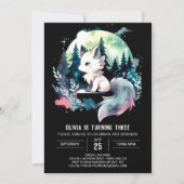 Boho Watercolor Wolf Birthday Einladung (Vorderseite)