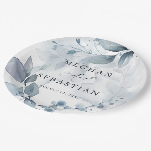 BOHO Watercolor Woodland Foliage Paper Plate Pappteller (Schrägansicht)