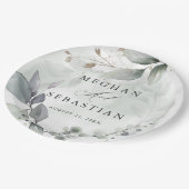 BOHO Watercolor Woodland Foliage Paper Plate Pappteller (Schrägansicht)