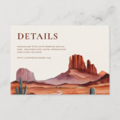 Boho Watercolor Wüste Hochzeitsdetails Begleitkarte (Vorderseite)