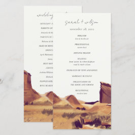 Boho Watercolor Wüste Landscape Wedding Program Dankeskarte