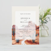 Boho Watercolor Wüste Wedding Einladung (Stehend Vorderseite)