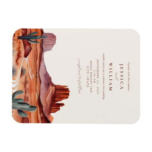 Boho Watercolor Wüste Wedding Einladung Magnet (Horizontal)