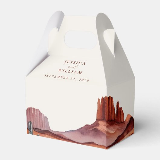 Boho Watercolor Wüste Wedding Geschenkschachtel (Rückseite)