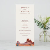 Boho Watercolor Wüste Wedding Program (Stehend Vorderseite)