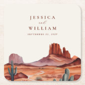 Boho Watercolor Wüste Wedding Rechteckiger Pappuntersetzer (Vorderseite)