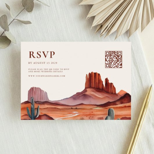 Boho Watercolor Wüste Wedding RSVP Karte