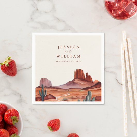 Boho Watercolor Wüste Wedding Serviette (Beispiel)