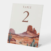 Boho Watercolor Wüste Wedding Tischnummer Sockelschild (Vorderseite)