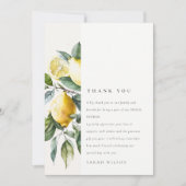 Boho Watercolor Yellow Lemon Garden Brautparty Dankeskarte (Vorderseite)