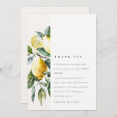 Boho Watercolor Yellow Lemon Garden Brautparty Dankeskarte (Vorne/Hinten)