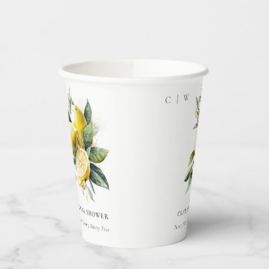 Boho Watercolor Yellow Lemon Garden Brautparty Pappbecher (Links)