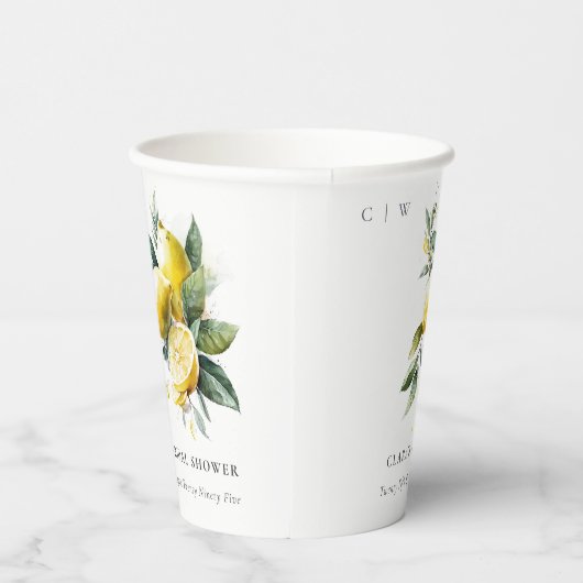 Boho Watercolor Yellow Lemon Garden Brautparty Pappbecher (Rechts)