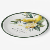 Boho Watercolor Yellow Lemon Garden Brautparty Pappteller (Schrägansicht)