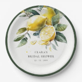 Boho Watercolor Yellow Lemon Garden Brautparty Pappteller (Vorderseite)
