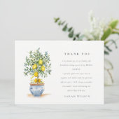 Boho Watercolor Yellow Lemon Tree Brautparty Dankeskarte (Stehend Vorderseite)