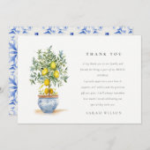 Boho Watercolor Yellow Lemon Tree Brautparty Dankeskarte (Vorne/Hinten)