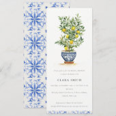 Boho Watercolor Yellow Lemon Tree Brautparty Einladung (Vorne/Hinten)