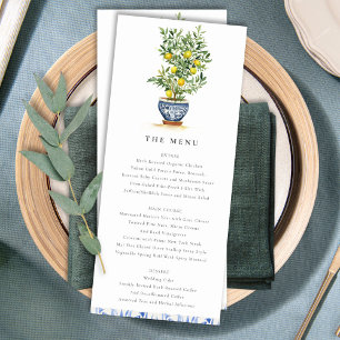 Boho Watercolor Yellow Lemon Tree Menu Card Einladung