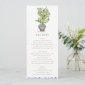 Boho Watercolor Yellow Lemon Tree Menu Card Einladung (Stehend Vorderseite)