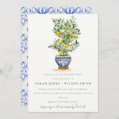 Boho Watercolor Yellow Lemon Tree Verlobung Einladung (Vorne/Hinten)
