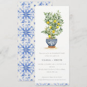 Boho Watercolor Yellow Lemon Tree Verlobung Einladung (Vorne/Hinten)