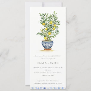 Boho Watercolor Yellow Lemon Tree Verlobung Einladung