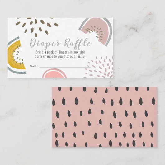 Boho Watermelon Baby Duwer Diaper Raffle Begleitkarte (Vorne/Hinten)