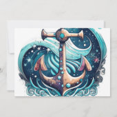 Boho Waves Blue Baby Dusche Einladung (Rückseite)