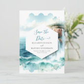 Boho Waves Nautical Wedding Save The Date (Stehend Vorderseite)