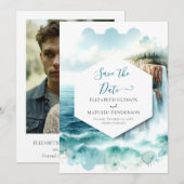 Boho Waves Nautical Wedding Save The Date (Vorne/Hinten)