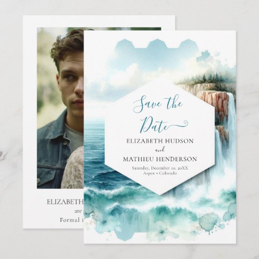 Boho Waves Nautical Wedding Save The Date (Vorne/Hinten)