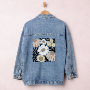 Boho Wavy Blume Design Jeansjacke