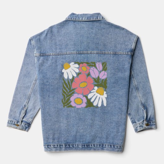 Boho Wavy Blume Design Jeansjacke (Rückseite)