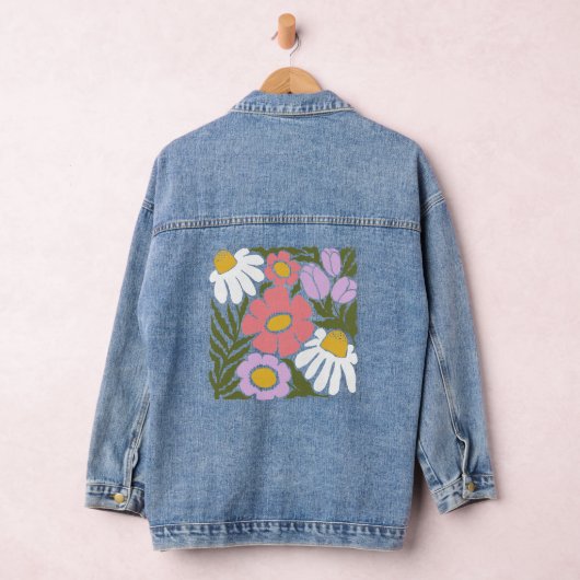 Boho Wavy Blume Design Jeansjacke (Hangar)